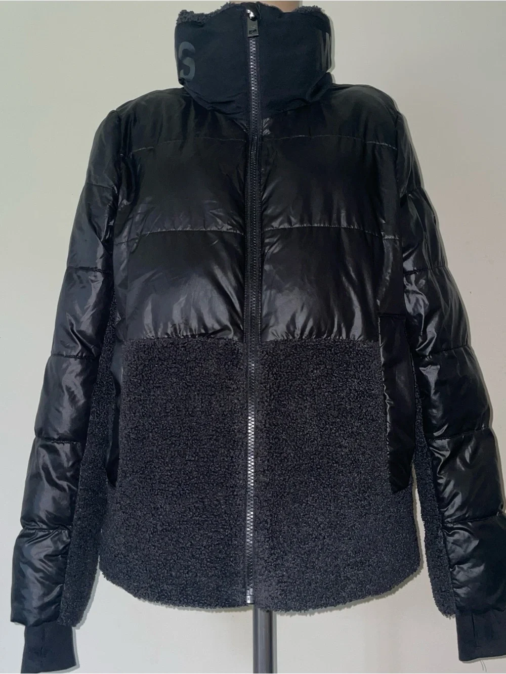 Michael Kors Black Mixed-Media Sherpa & Puffer Jacket